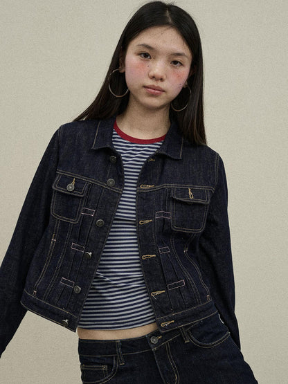 Update Achihara Classic Denim Jacket With Slightly Flared Jeans Set