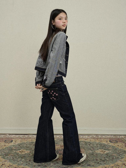 Classic Denim Jacket With Slightly Flared Jeans Set