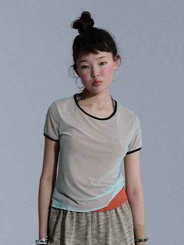 Achihara_Colorblock_Double_Layer_Mesh_Asymmetrical_Slim_Women&