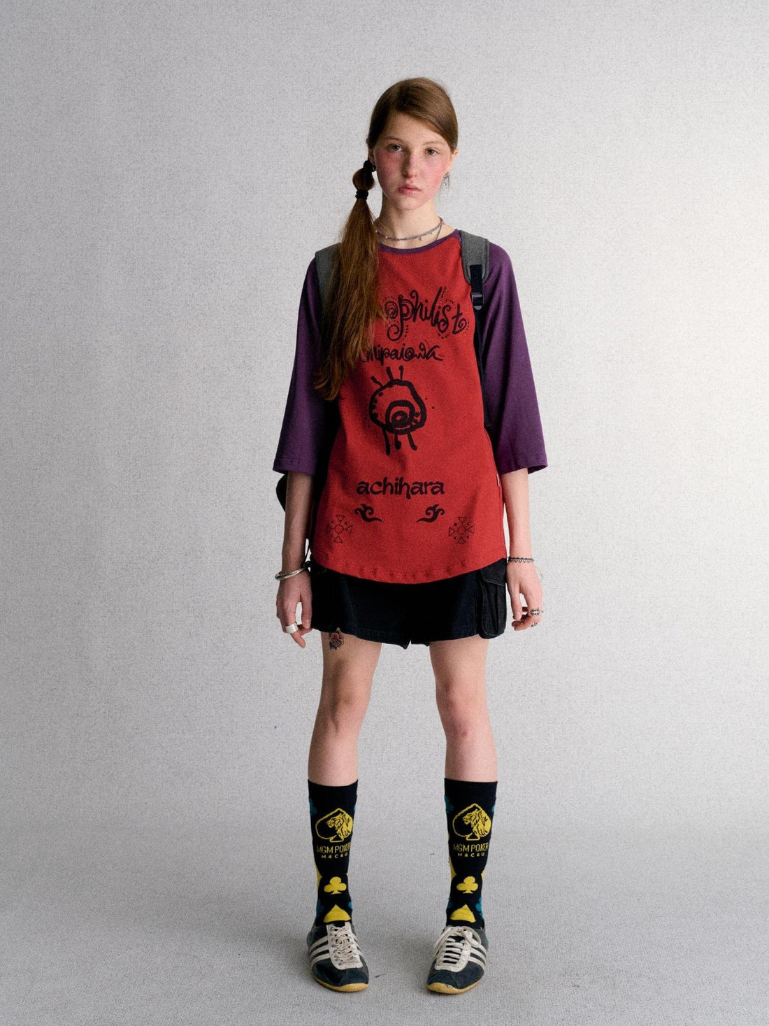 Achihara Colorblock Graffiti Print Loose Cotton Women&