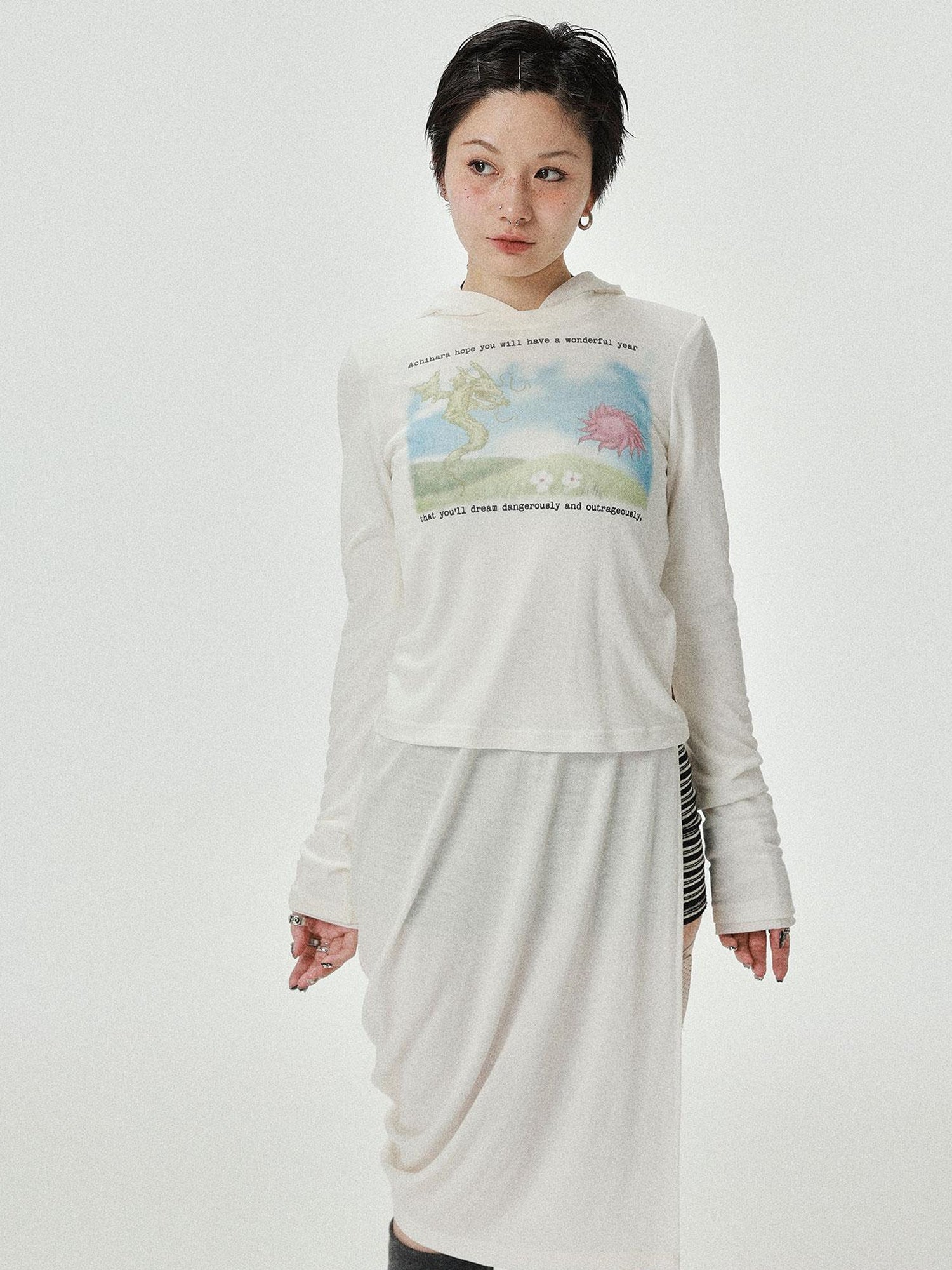 Achihara Combustible Ice Mesh Hoodie With Dragon Print