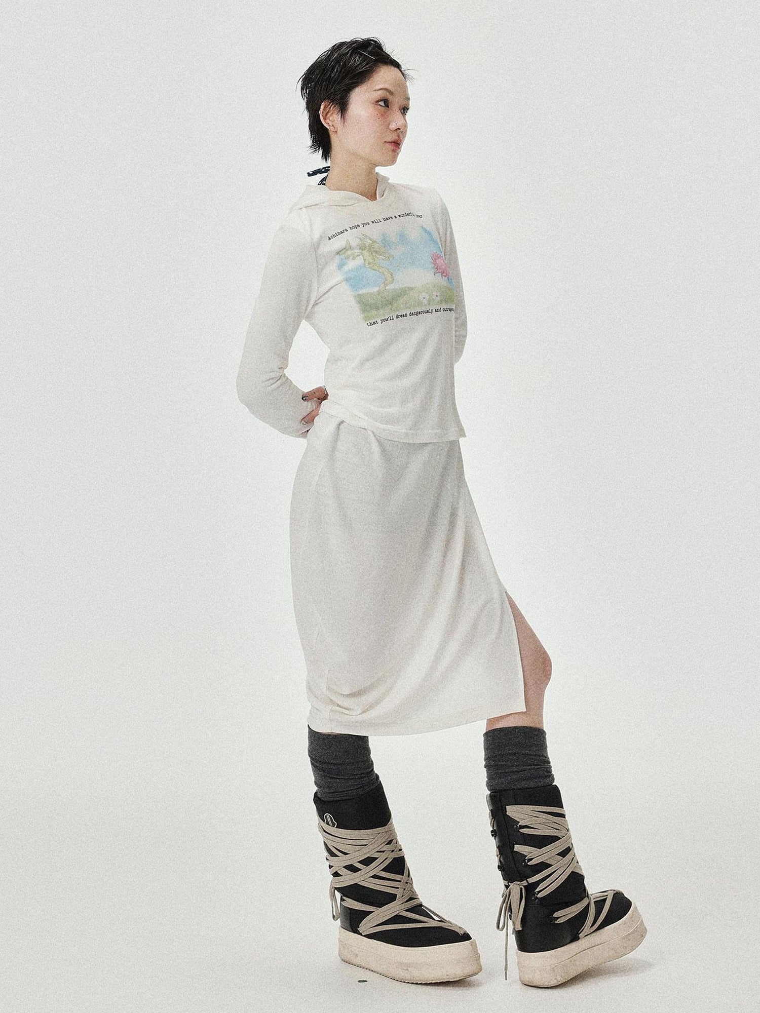 Achihara Combustible Ice Mesh Hoodie With Dragon Print