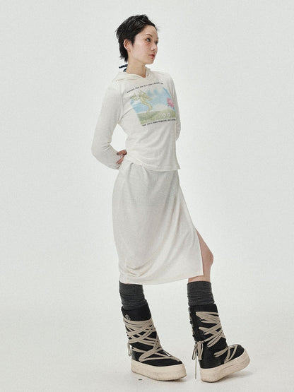 Achihara Combustible Ice Mesh Hoodie With Dragon Print