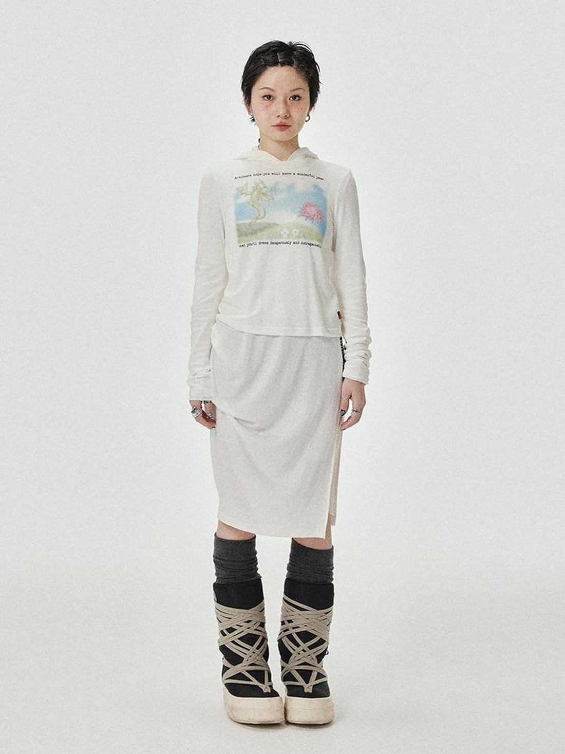Achihara Combustible Ice Mesh Hoodie With Dragon Print
