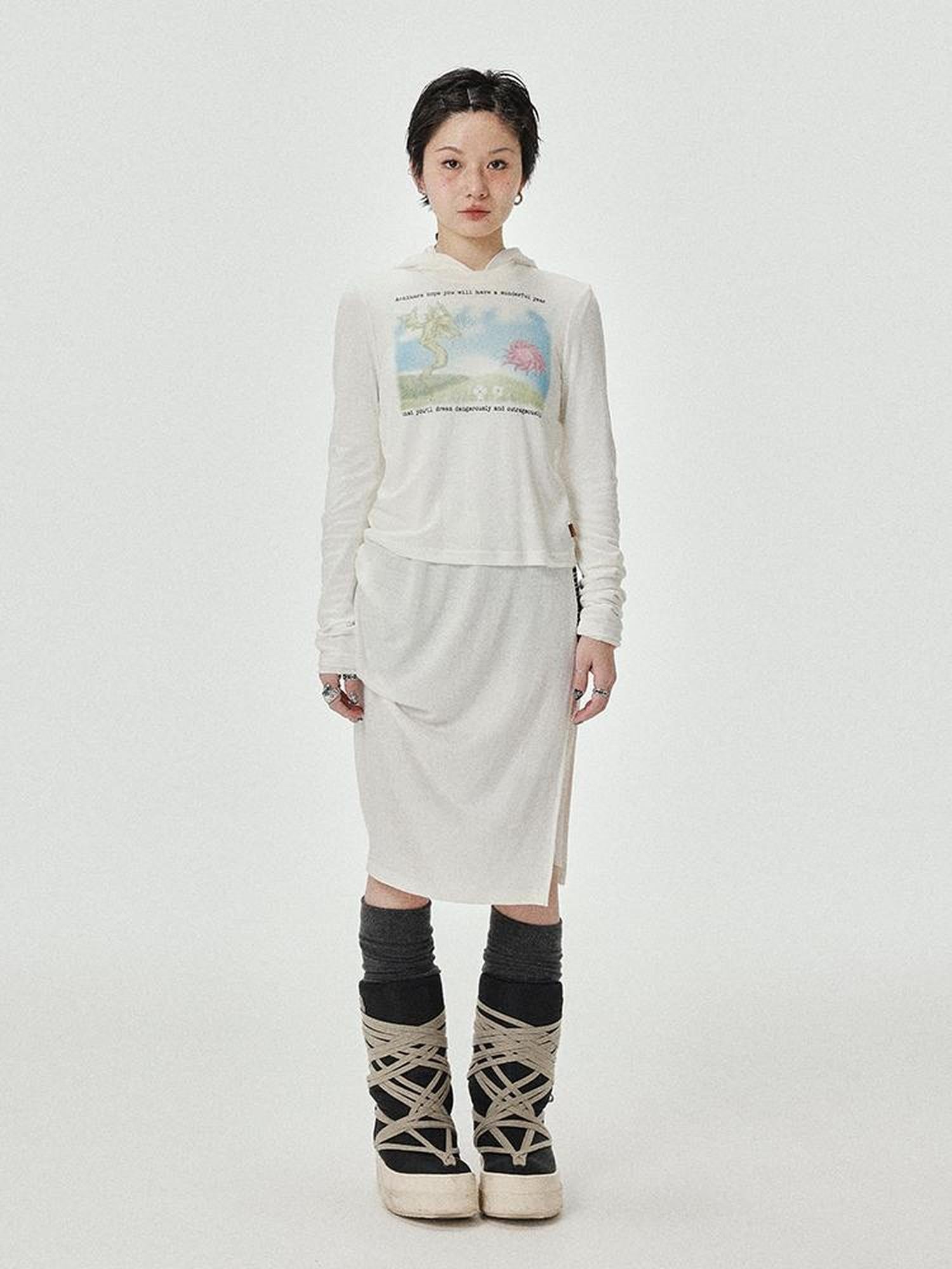 Achihara Combustible Ice Mesh Hoodie With Dragon Print