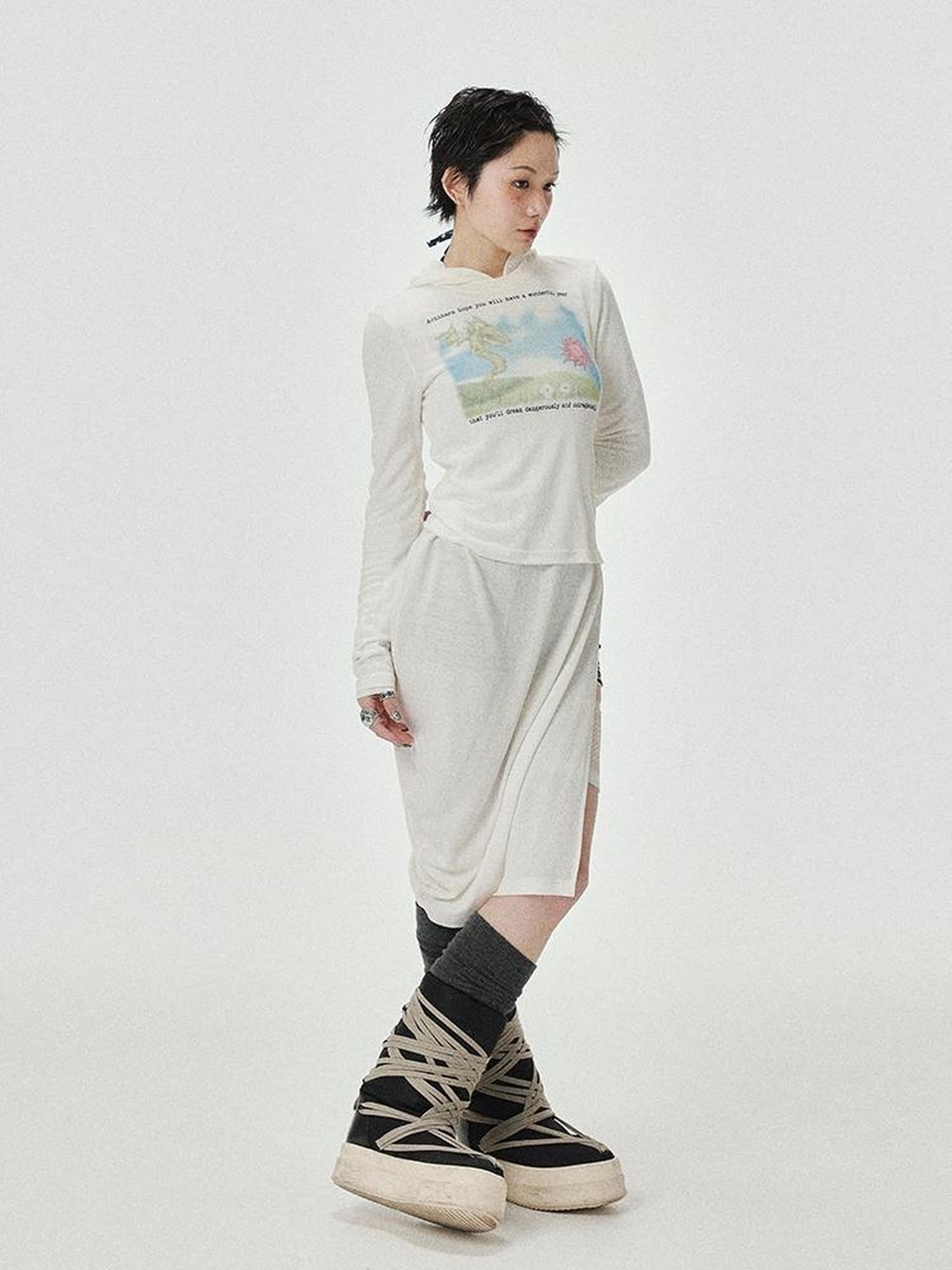 Achihara Combustible Ice Mesh Hoodie With Dragon Print