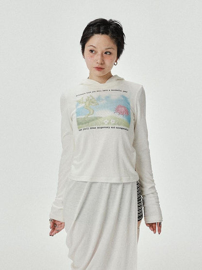 Achihara Combustible Ice Mesh Hoodie With Dragon Print