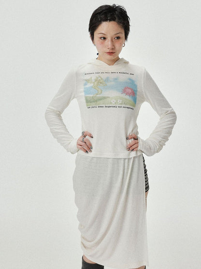 Achihara Combustible Ice Mesh Hoodie With Dragon Print