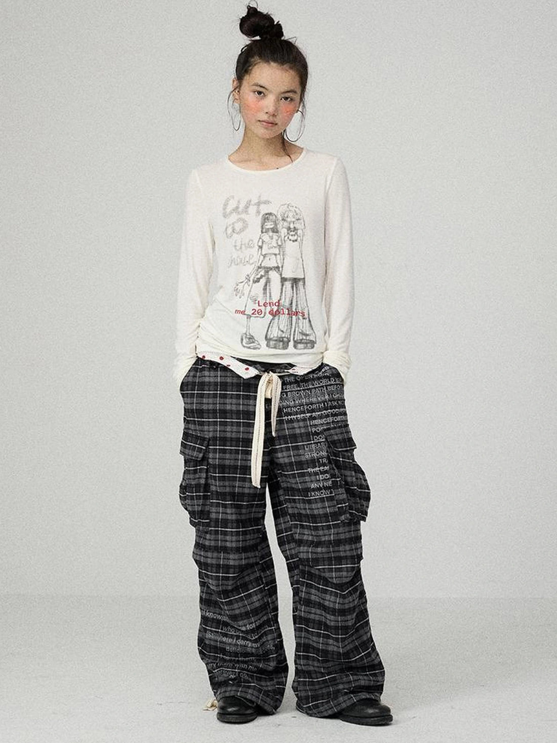 Achihara Comfort Stretch Plaid Straight Leg Mid Rise Workwear Women Viscose Blend Pants