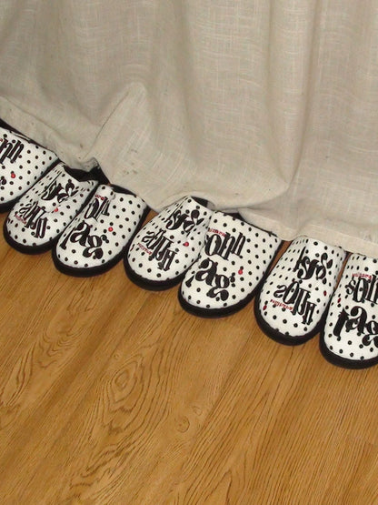 Achihara Comfortable Cotton Canvas Polka Dot Colorblock Flat Casual Women Shoes