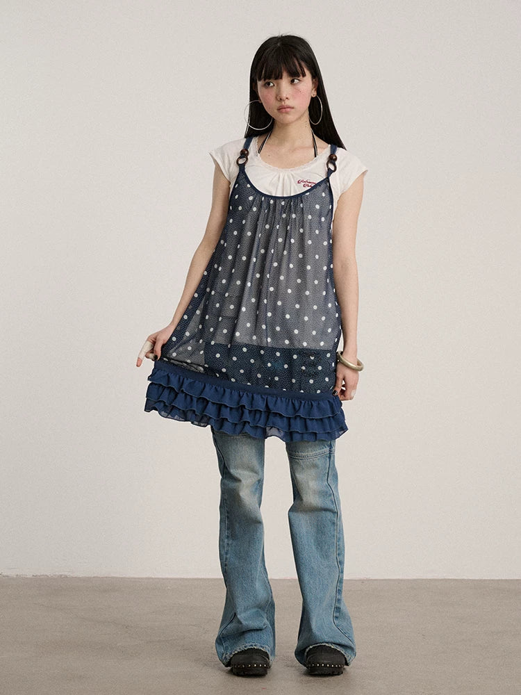 Achihara Commuter Polyester A Line Sleeveless Round Neck Women Casual Mini Dresses-1