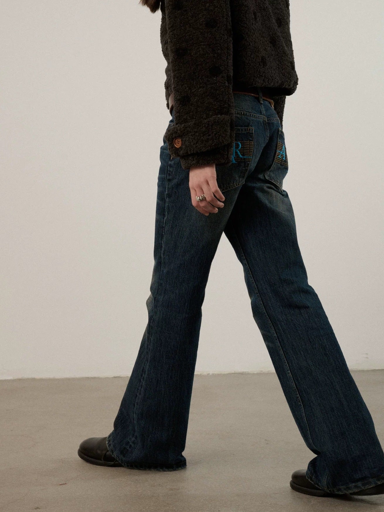 Achihara Cotton Low Rise Straight Leg Commuter Work No Stretch Washed Blue Women Jeans