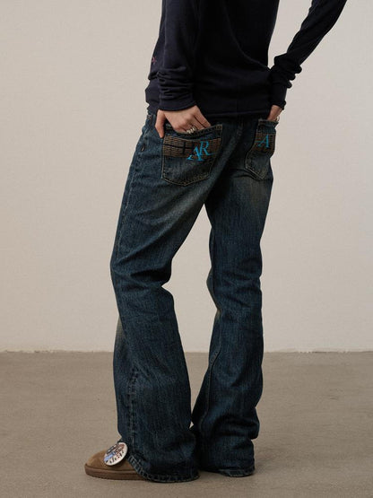 Achihara Cotton Low Rise Straight Leg Commuter Work No Stretch Washed Blue Women Jeans