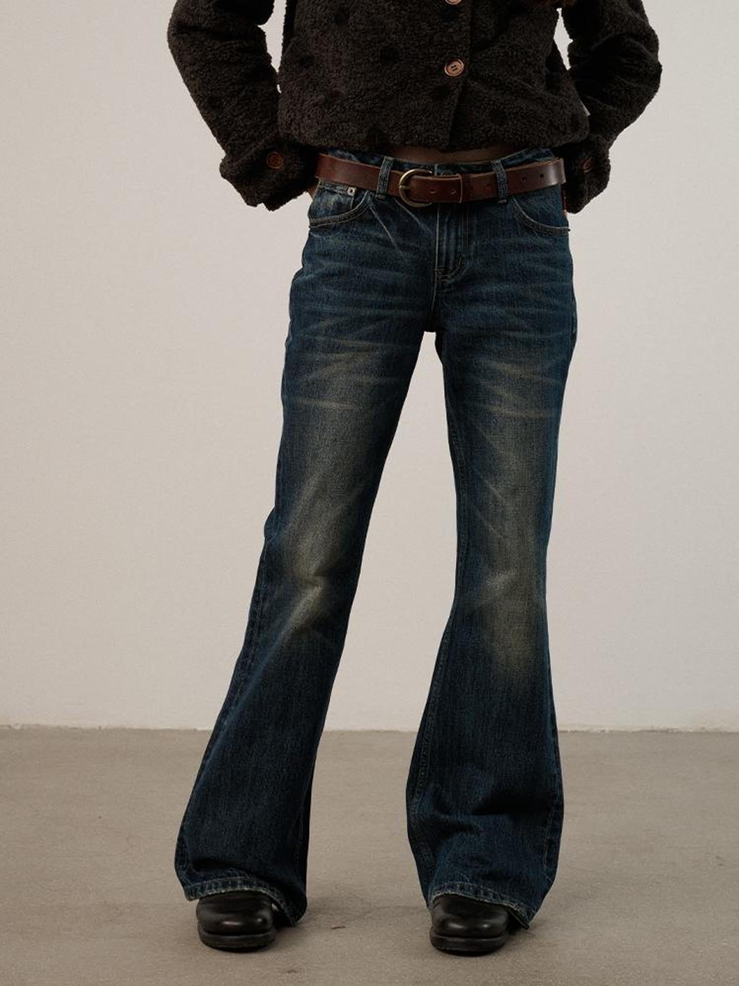 Achihara Cotton Low Rise Straight Leg Commuter Work No Stretch Washed Blue Women Jeans