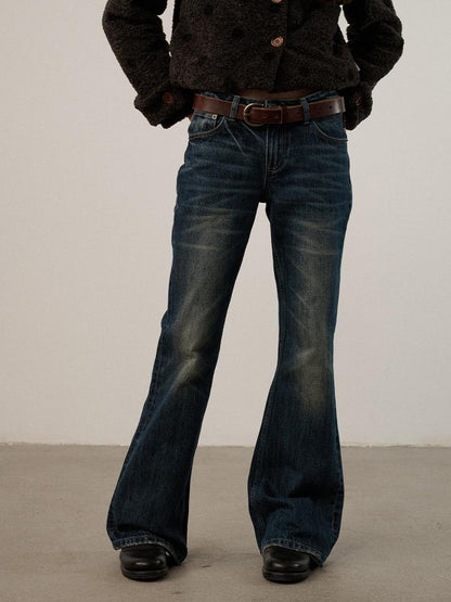 Achihara Cotton Low Rise Straight Leg Commuter Work No Stretch Washed Blue Women Jeans