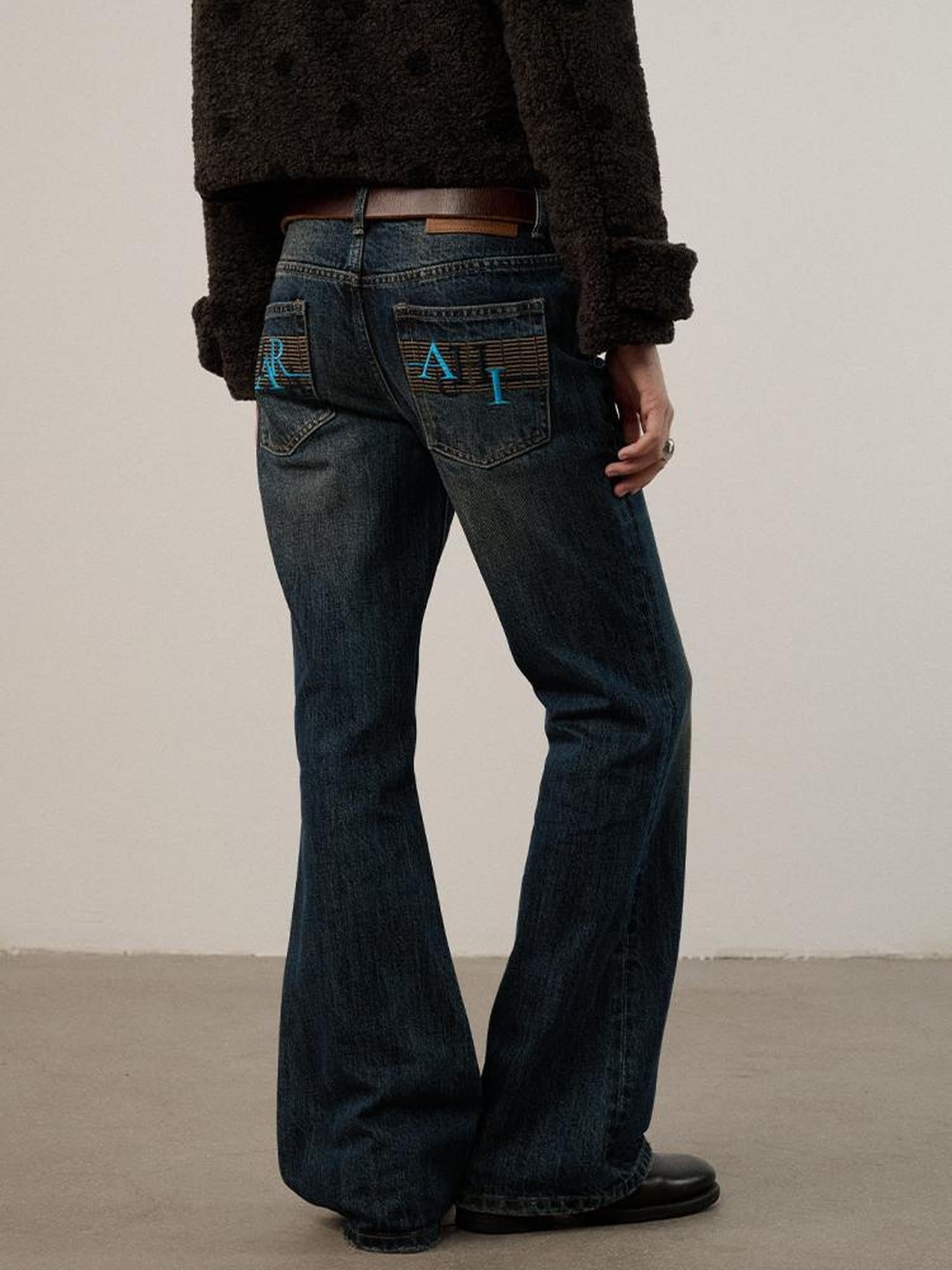 Achihara Cotton Low Rise Straight Leg Commuter Work No Stretch Washed Blue Women Jeans