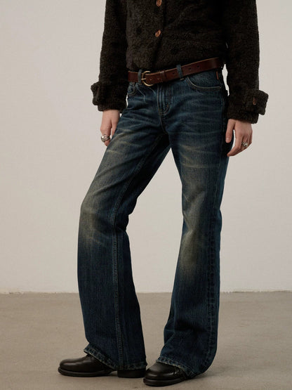 Achihara Cotton Low Rise Straight Leg Commuter Work No Stretch Washed Blue Women Jeans