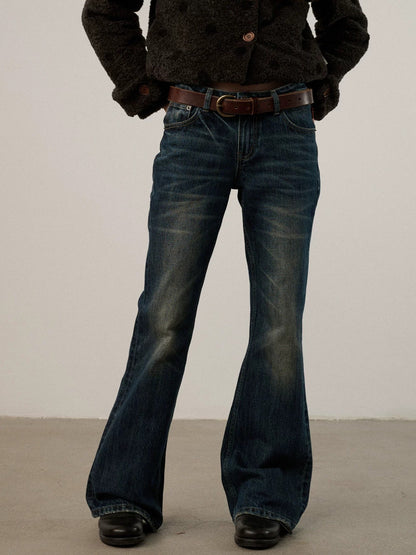 Achihara Cotton Low Rise Straight Leg Commuter Work No Stretch Washed Blue Women Jeans