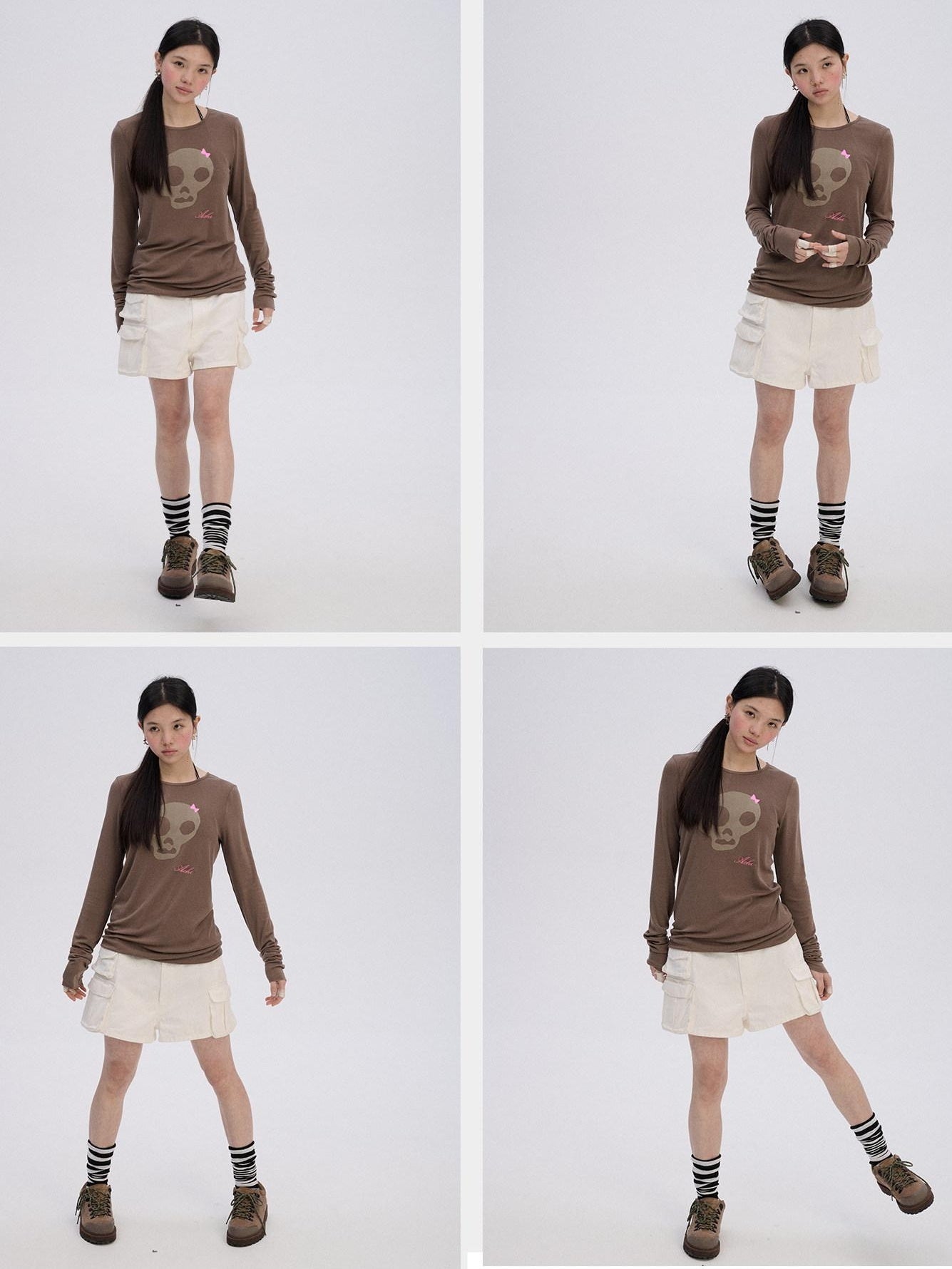 Achihara Cotton Pocket Mid Rise Button Front Commuter Chic Women Casual Short Trousers