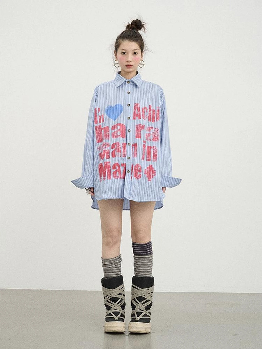 Cotton Stripes Floral Print Women&