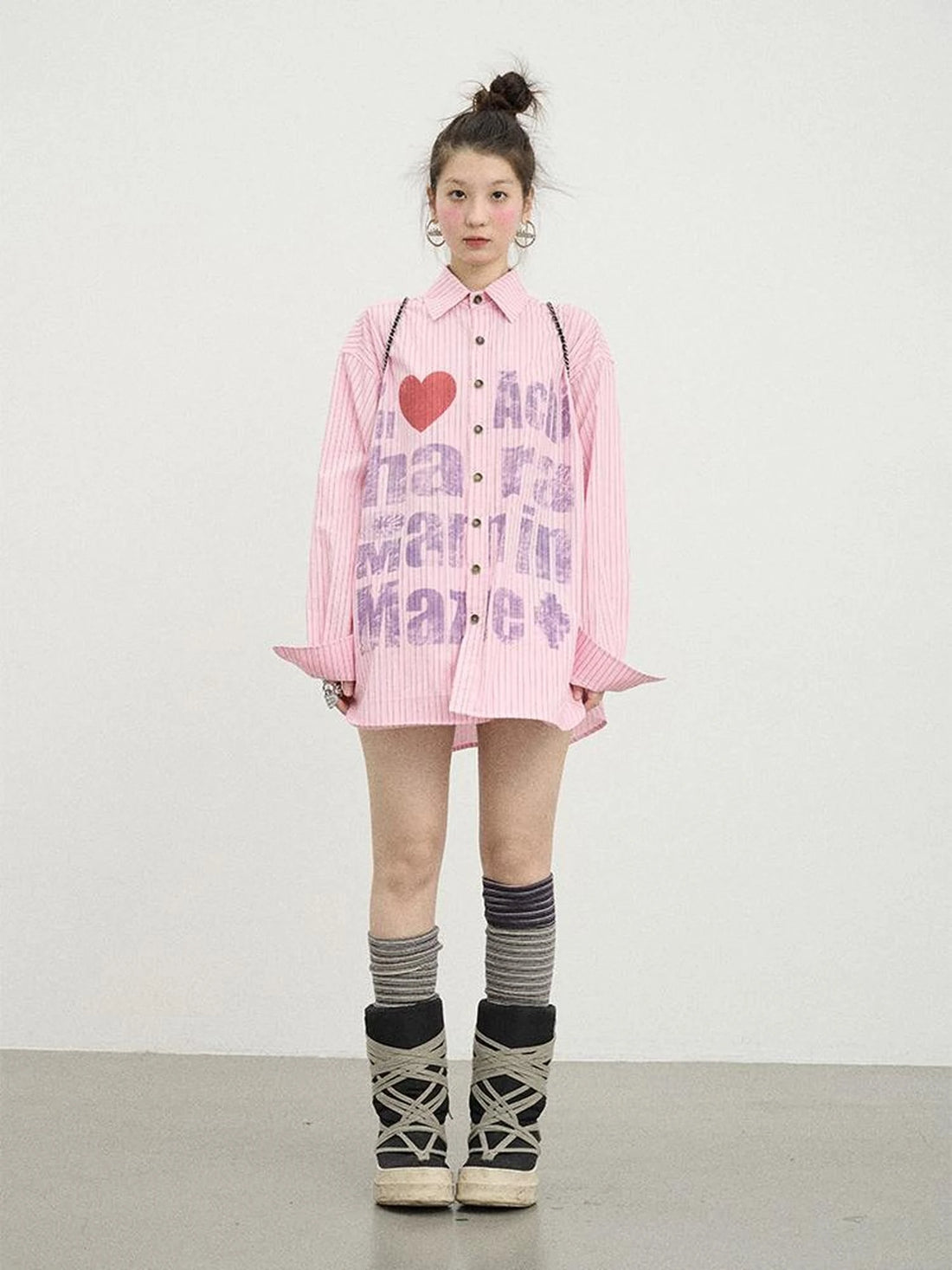 Cotton Stripes Floral Print Women&