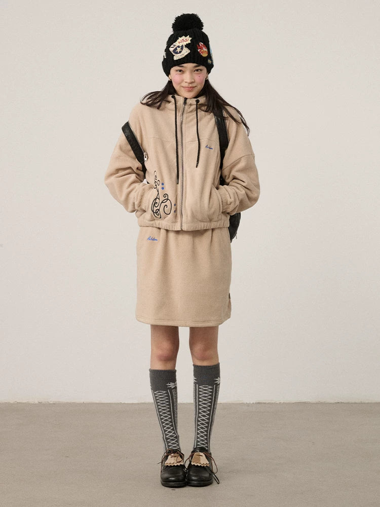 Achihara Cozy Polar Fleece Zip Front Loose Fit Commuter Women Casual Polyester Hoodies-3