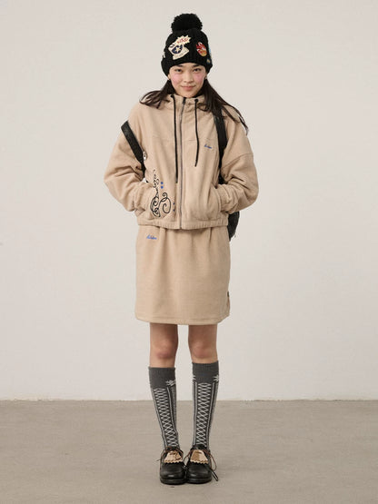 Achihara Cozy Polar Fleece Zip Front Loose Fit Commuter Women Casual Polyester Hoodies-3