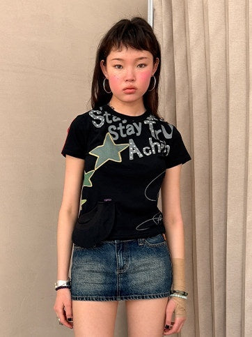 Achihara_Cropped_Letter_Print_Vintage_Slim_Crew_Neck_Women&