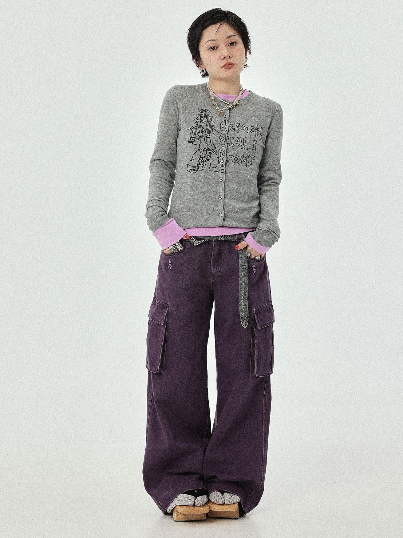 Achihara Cropped Manga Print Round Neck Loose Fit Women&