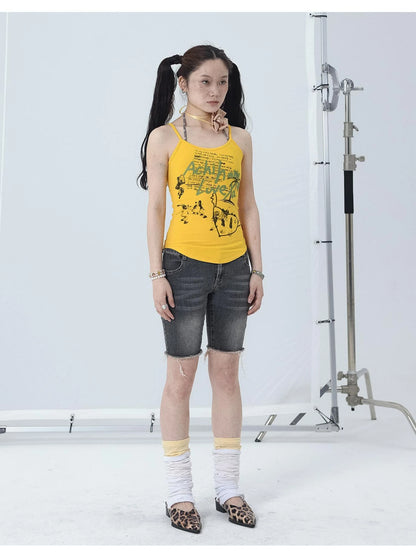 Cropped Print Tee Summer New Design Sweet Spicy Top