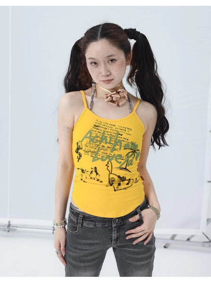Cropped Print Tee Summer New Design Sweet Spicy Top