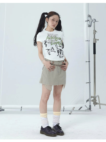 Cropped Print Tee Summer New Design Sweet Spicy Top