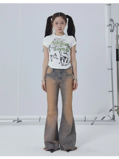 Cropped Print Tee Summer New Design Sweet Spicy Top