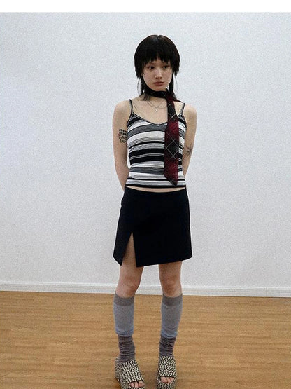Custom Striped Two Tone Sleeveless Top