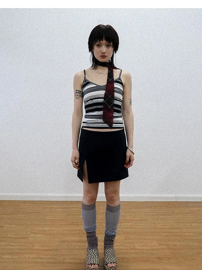 Custom Striped Two Tone Sleeveless Top