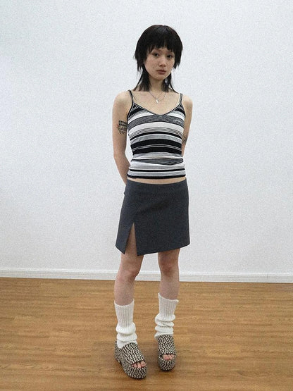 Custom Striped Two Tone Sleeveless Top