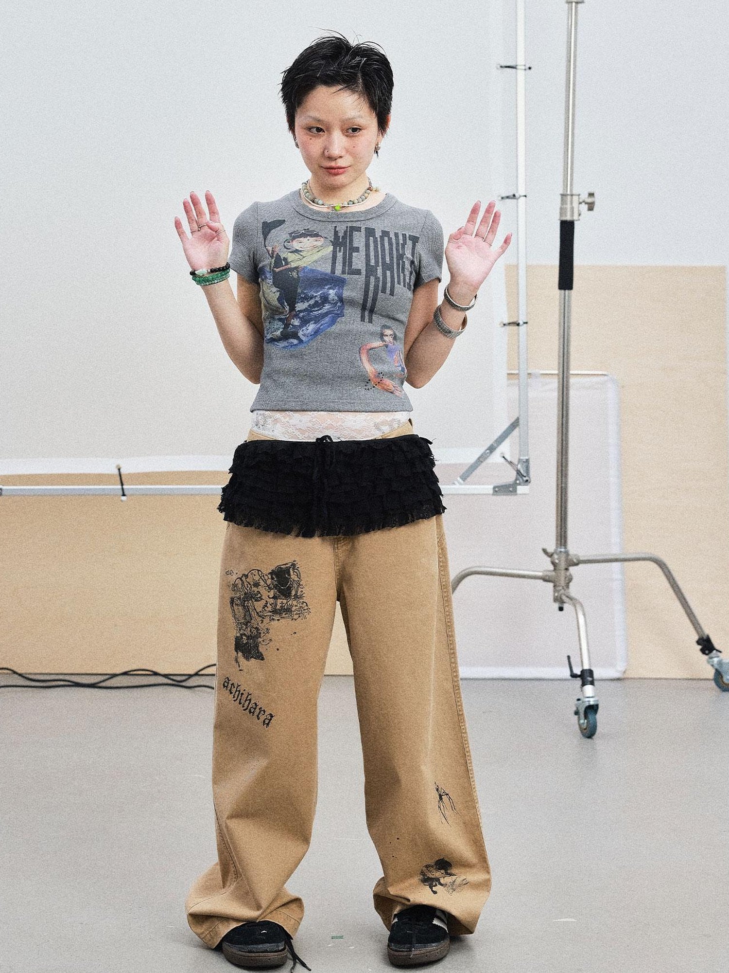 Achihara Cyber Punk Meraki Tee V-neck T-shirt Long-Sleeve