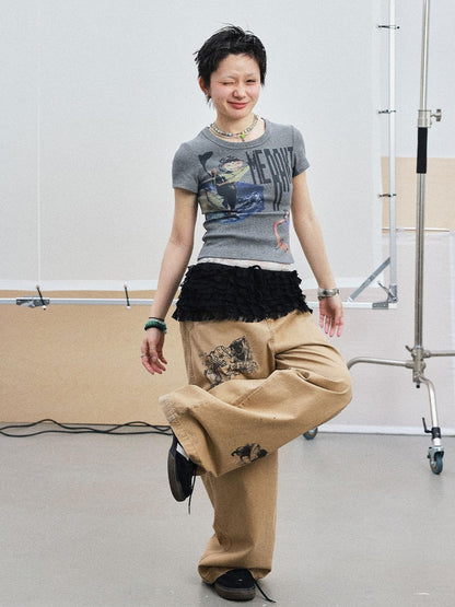 Achihara Cyber Punk Meraki Tee V-neck T-shirt Long-Sleeve