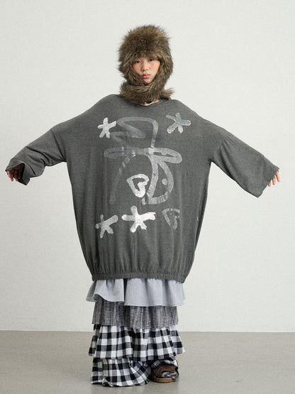 Achihara Dancing Bobo Monster Glitter Loose Tee