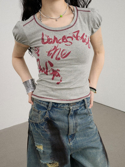 Achihara Dancing In Aurora Bubble Sleeve Tee