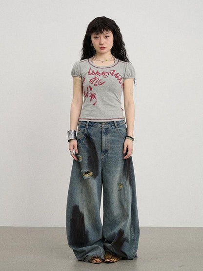 Achihara Dancing In Aurora Bubble Sleeve Tee