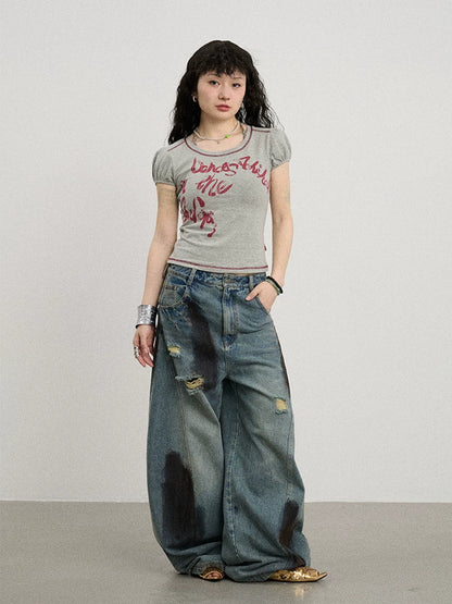 Achihara Dancing In Aurora Bubble Sleeve Tee-2