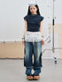 Achihara Demon Gacha Asymmetrical Tee V-Neck T-Shirt Long-Sleeve