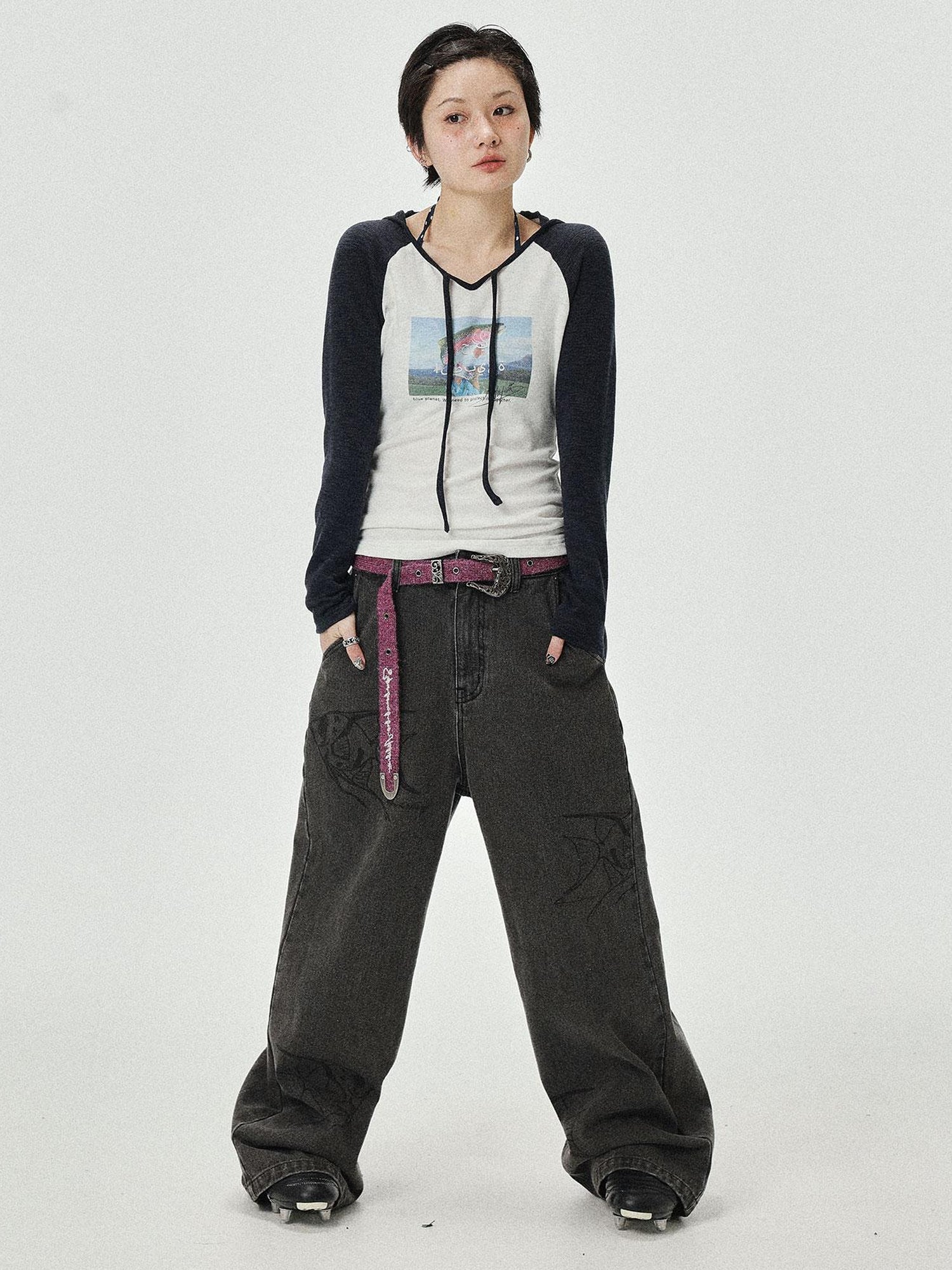 Achihara Devil Betta Earth Print Drop Shoulder Tee