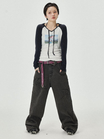 Achihara Devil Betta Earth Print Drop Shoulder Tee