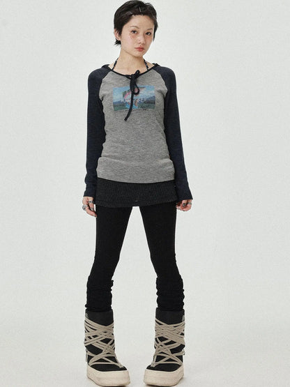 Devil Betta Earth Print Drop Shoulder Tee