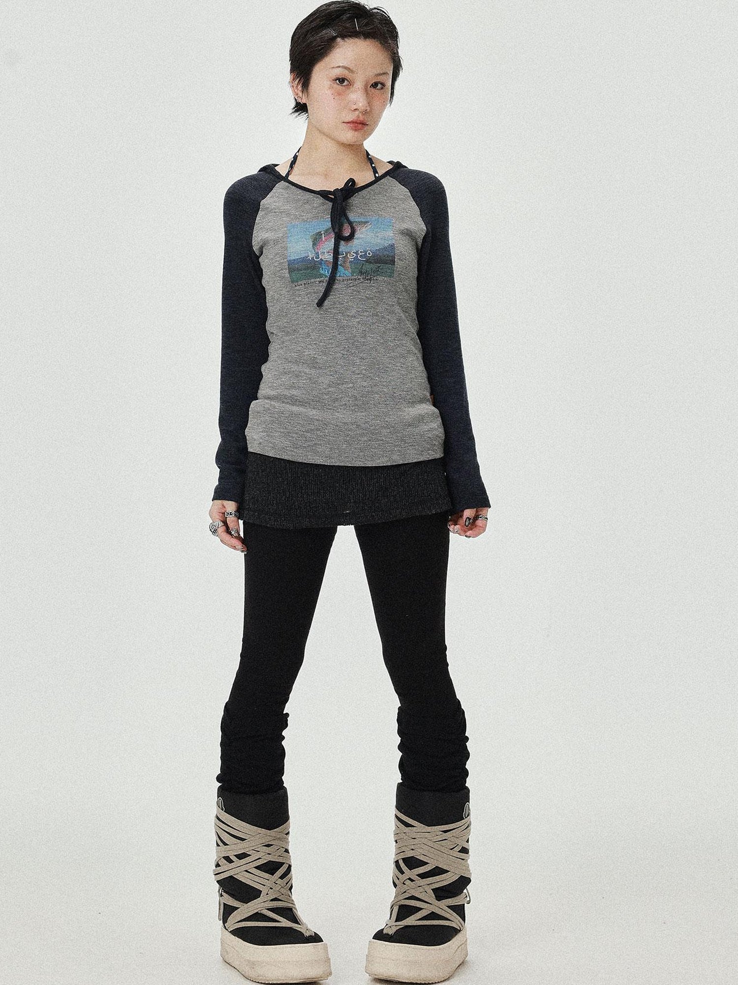 Achihara Devil Betta Earth Print Drop Shoulder Tee