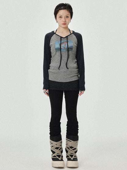 Achihara Devil Betta Earth Print Drop Shoulder Tee