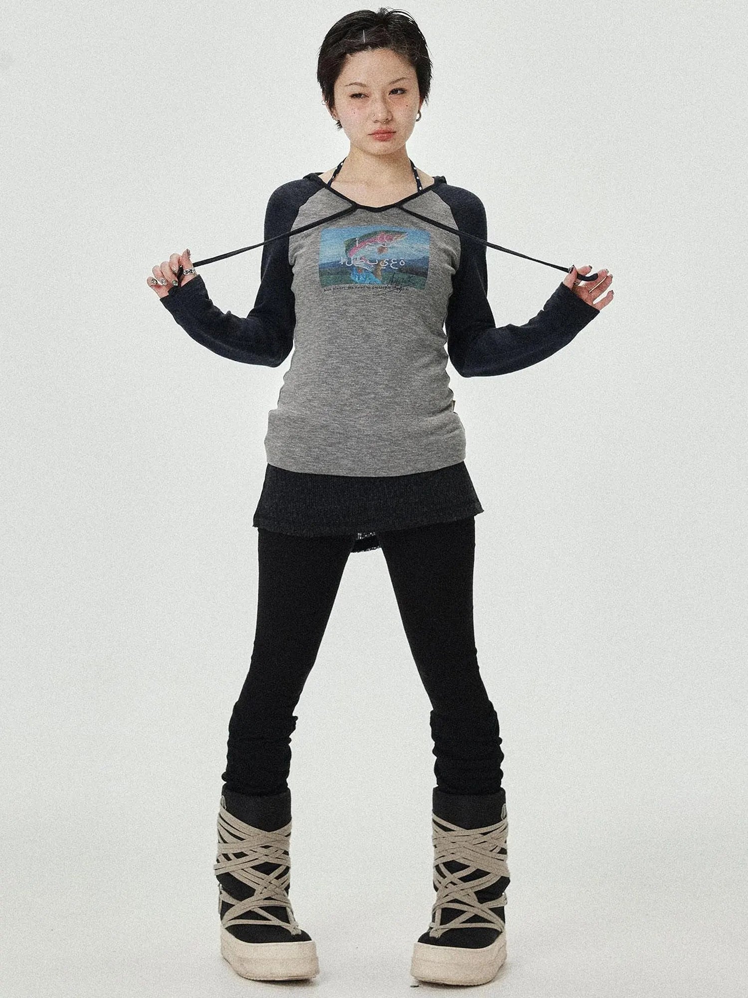 Devil Betta Earth Print Drop Shoulder Tee