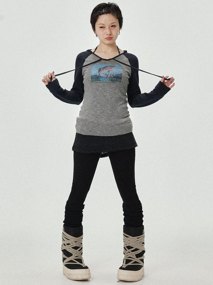 Achihara Devil Betta Earth Print Drop Shoulder Tee